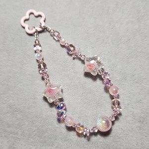 Pink and Rose Beaded PhoneBracelet/ Bag Charm